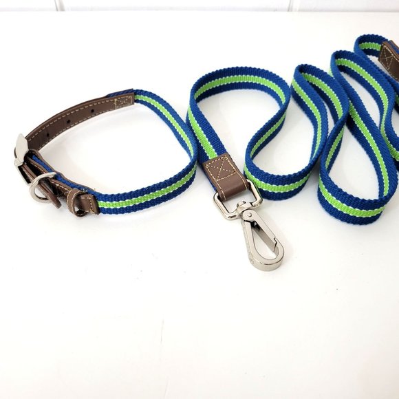 Good2Go Blue Striped Dog Leash and Collar Set - Picture 3 of 6